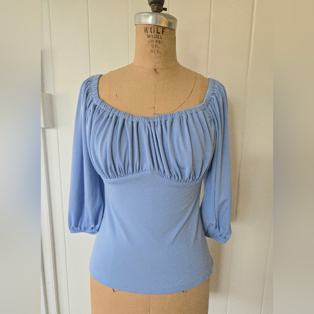 Blue Vacation Blouse Vixen by Micheline Pitt